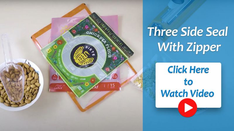 Frosted Three Side Seal Pouches With Zipper