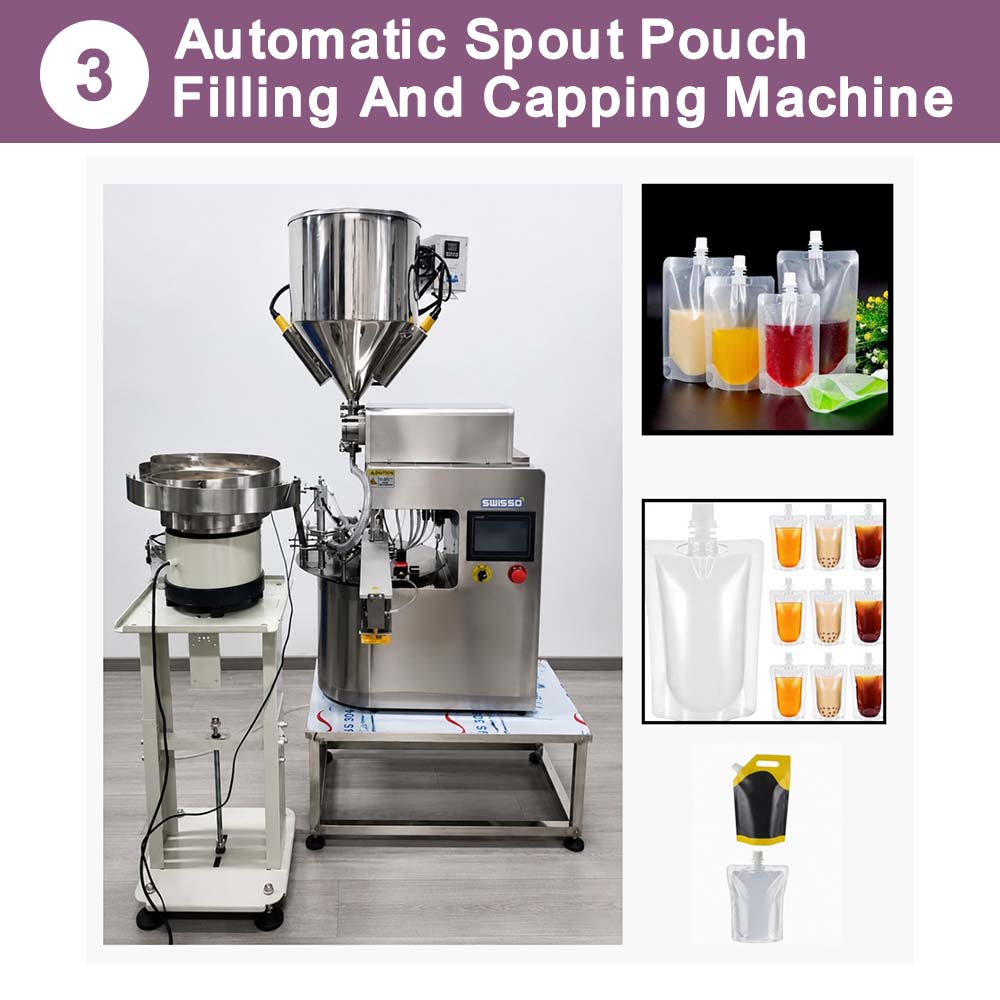 AUTOMATIC SPOUT POUCH FILLING AND CAPPING MACHINE